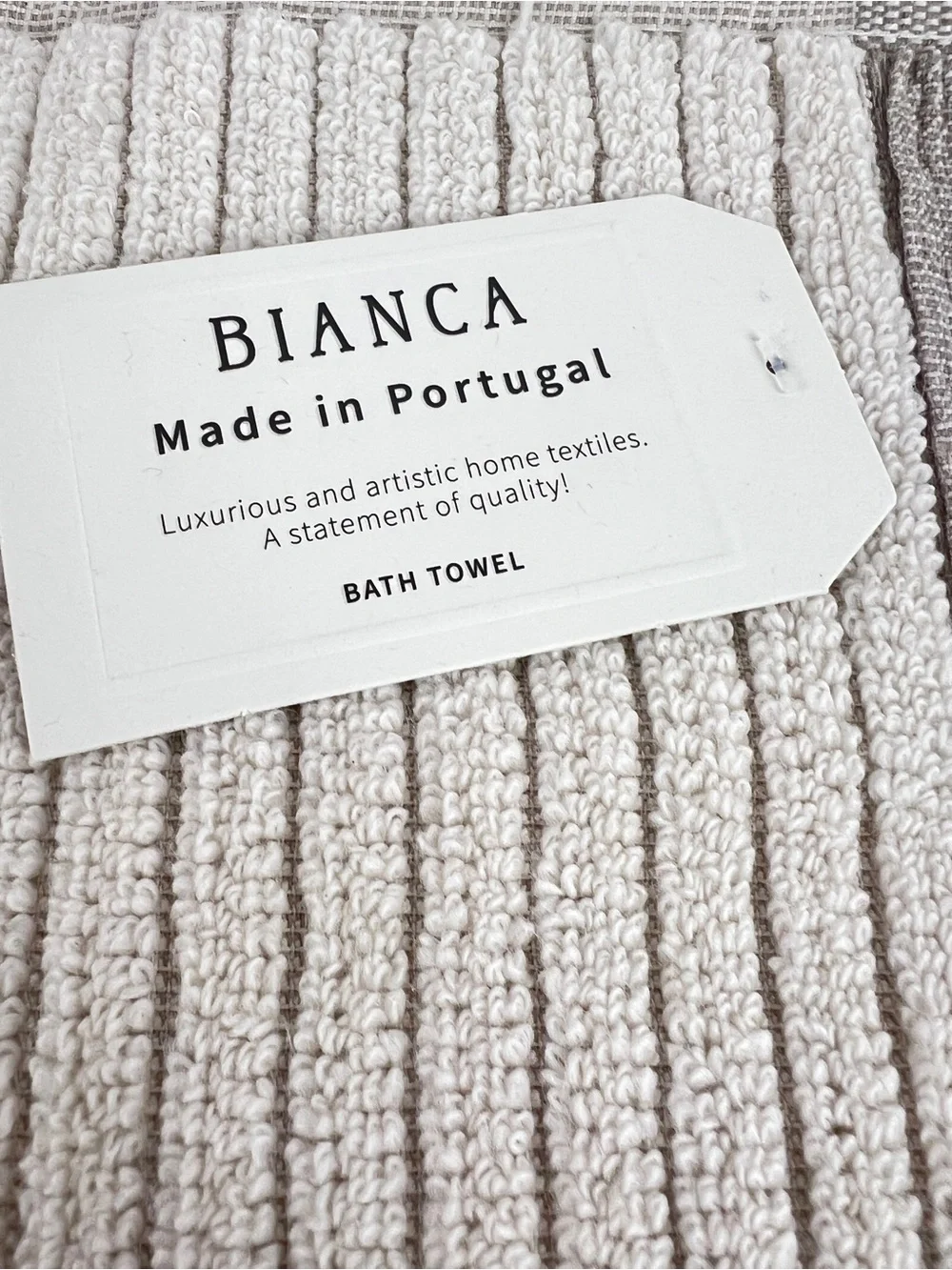 Bianca Portugal Bath Towel Set Tan Textured Soft 100% Cotton 1 Pc Set New